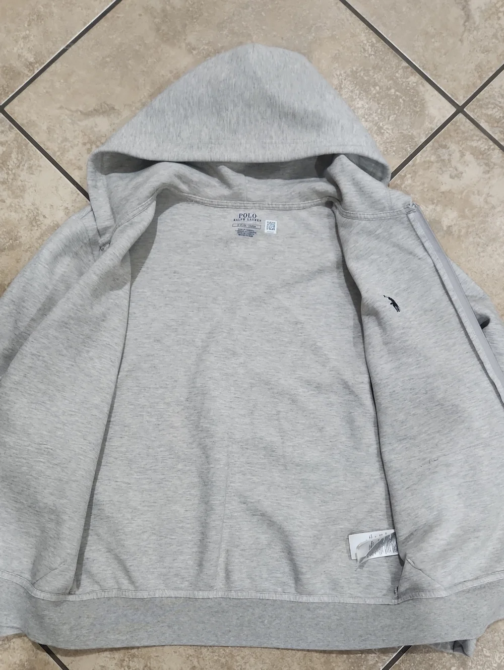 Polo by Ralph Lauren Heather Gray Zip-Up Hoodie with Navy Logo